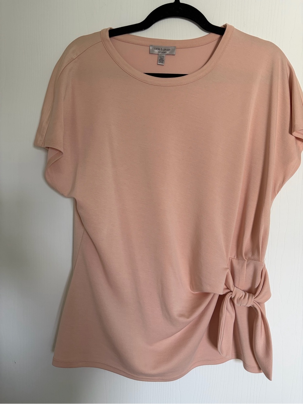 Cable & Gauge Soft Blush Pink Short Sleeve Top with Side Tie